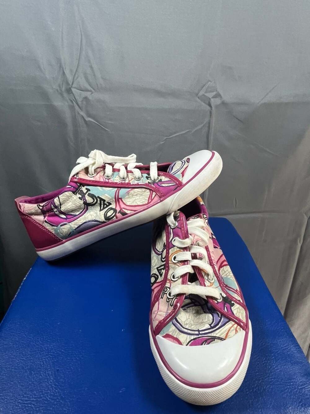 COACH Barret Poppy Love Design Fuchsia Pink Patent Leather Trim Y2K VTG  Casual - Picture 2 of 10